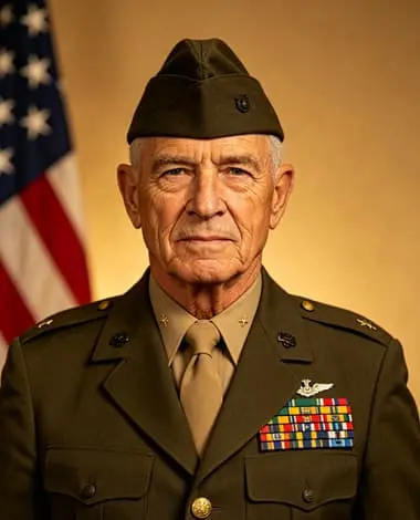 Front-facing life photo of 50-year-old American veteran used for custom bronze statue portrait