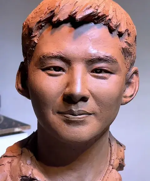 Finished clay sculpture ready for lost-wax bronze casting process