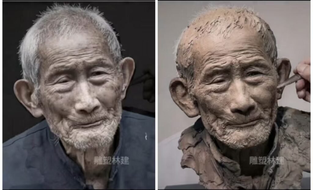 Grandfather Bronze Bust Compared with Original Photo